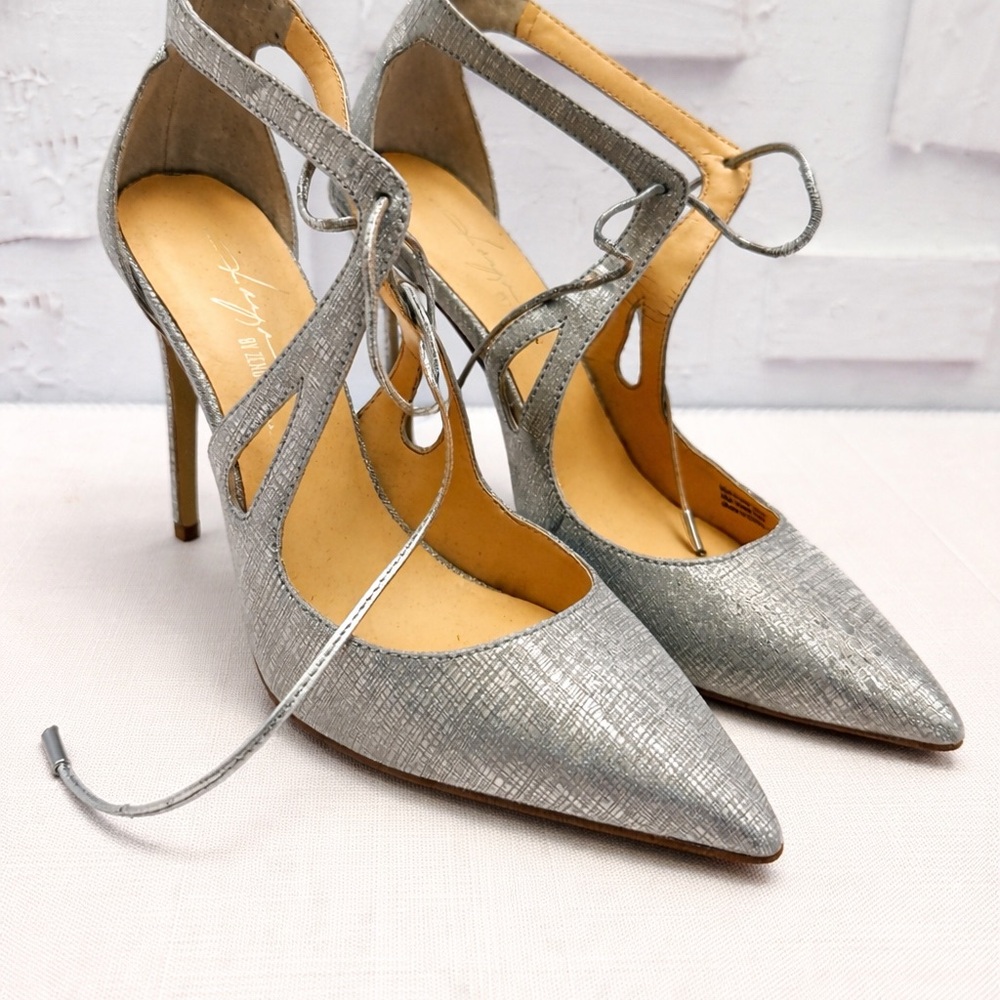 Silver Pointed Toe Lace-Up High Heel Pumps - Daya by Zendaya - Size 6.5 US